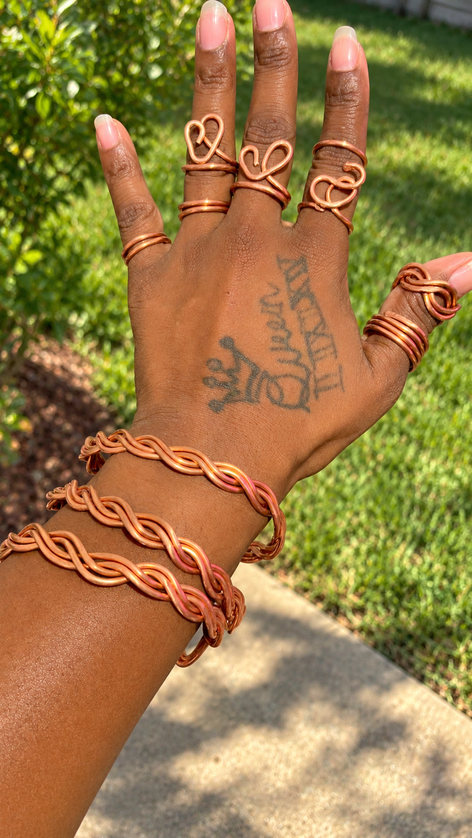 Copper bracelet and ring set